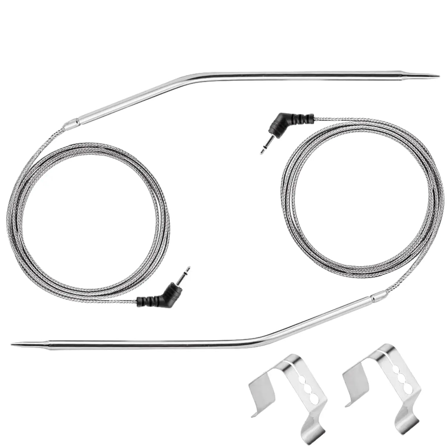 2 Pack Meat Thermometer Probe Replacement for Thermopro TP04 TP06 TP06S TP07 TP07S TP08 TP08S TP09 TP09B TP10 TP16 with 2 Clips