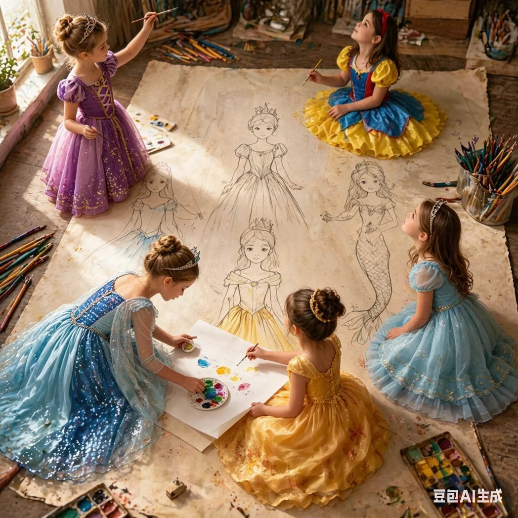Halloween Birthday Carnival Princess Costume Dress Elsa Anna Snow White Aurora Moana Rapunzel Mermaid Belle for Girls 2-8Y