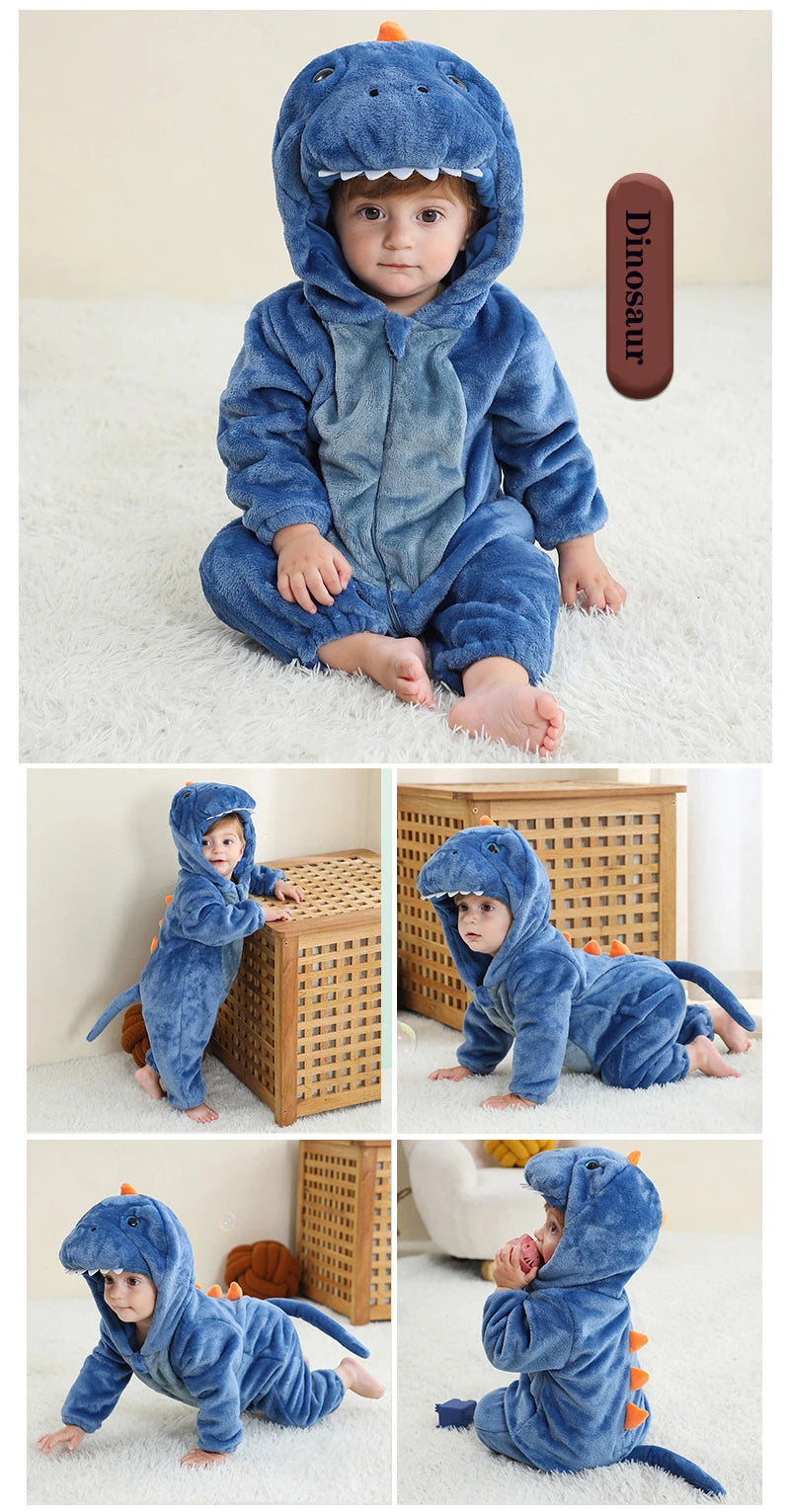 Autumn Winter Cartoon Style Winter Long Sleeve Baby Boys Girls Rompers Toddler Kids Playsuit Jumpsuits Baby Clothes Child Onesie