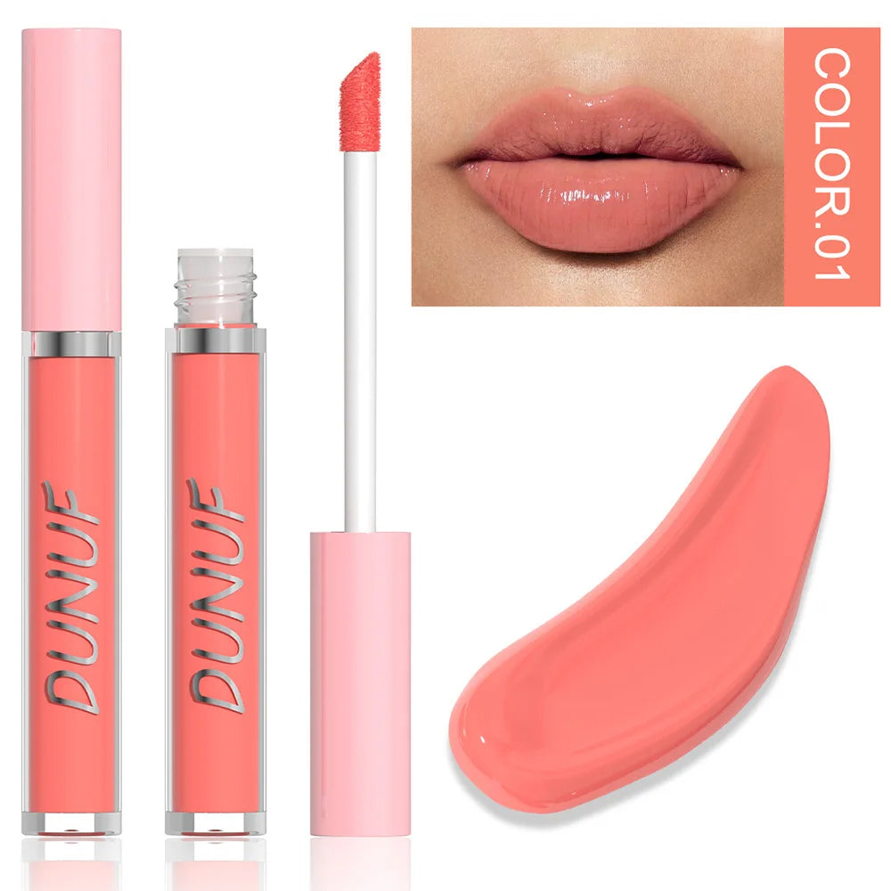 DUNUF High Quality Mirror Gloss Herorange Lipstick Lip Gloss Make-up Lightly Glass Moisturizing Plump Lip stick Lipgloss Gifts