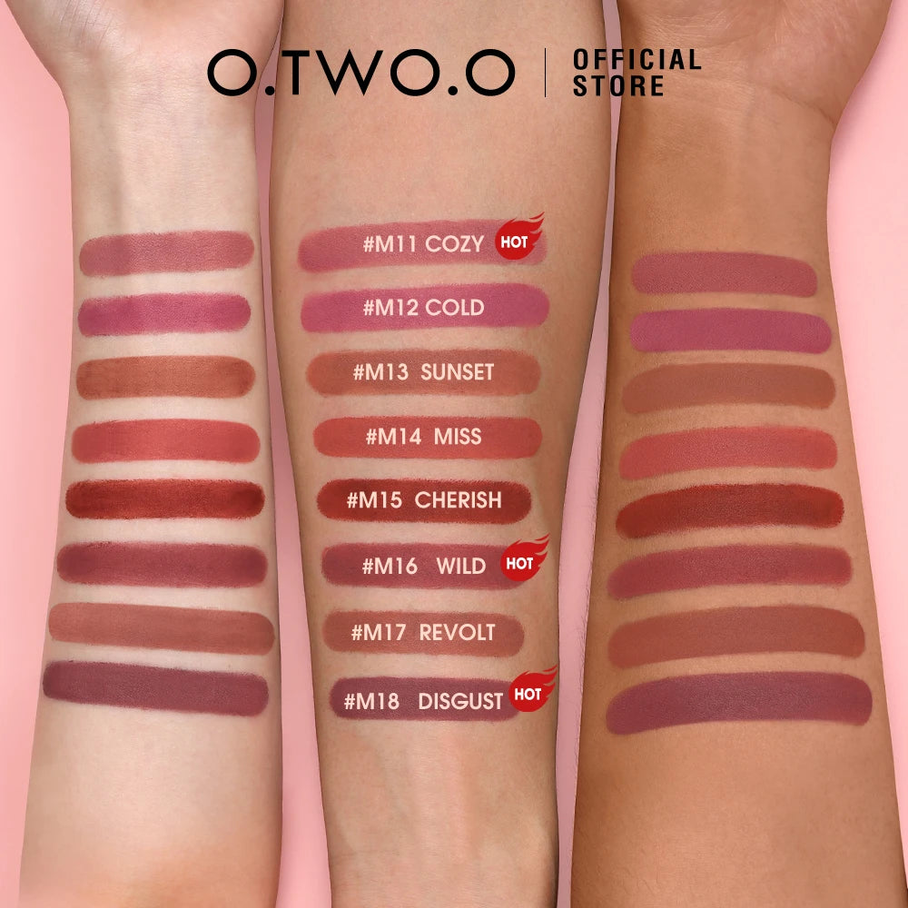 O.TWO.O Lipstick Lip Tint Matte Long Lasting Waterproof Velvet Not Fading Sexy Non-stick Cup Lip Glaze Makeup Cosmetics