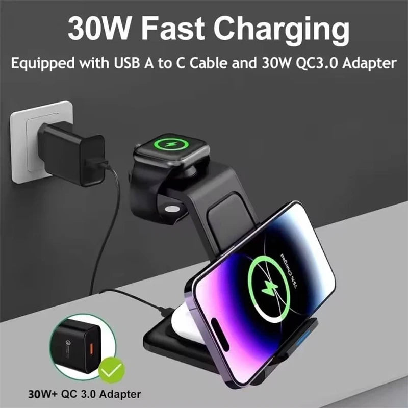 Multifunction Universal 3in1 Wireless Charger Magnetic Wireless Charger Stand Portable Station for iPhone Series for Airpods