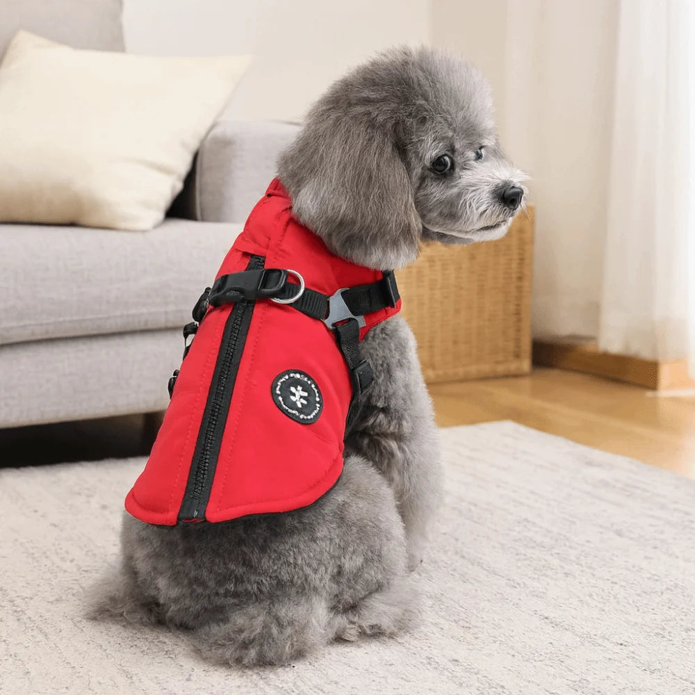 Waterproof Adjustable Dogs Down Clothes Thicken Warm Winter Dog Clothes Soft with Harness Dog Coat for Dogs Cats