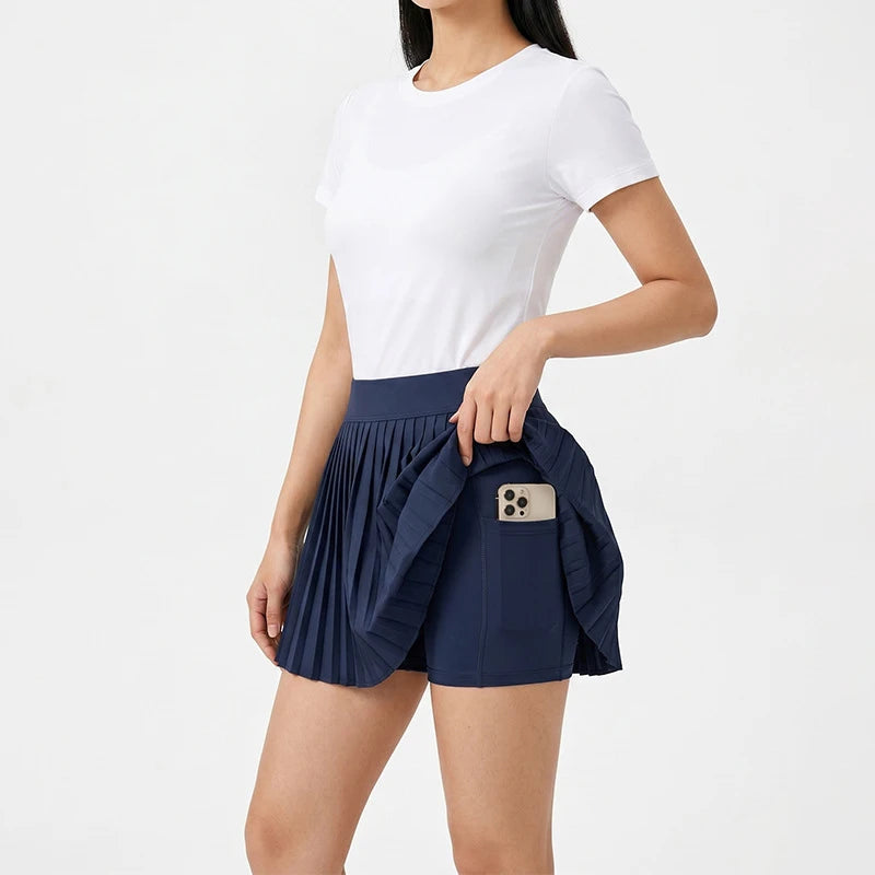 BIVIGAOS Summer Fashion High Waist Sport Short Skirt Women Youthful Cute Mini Skirt Safety Shorts Accordion Pleated Tennis Skirt