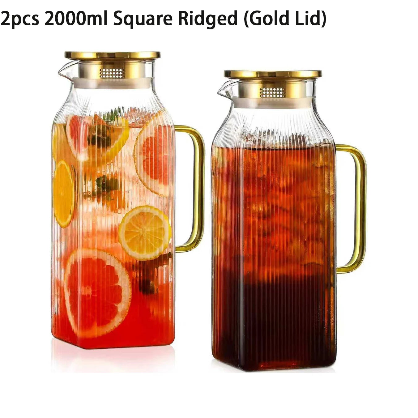 JUSTINLAU 1.2/2L Cold Water Jug High Borosilicate Glass Water Pitcher for Steamed Juice Fruit& Iced Tea Home Kitchen Accessories