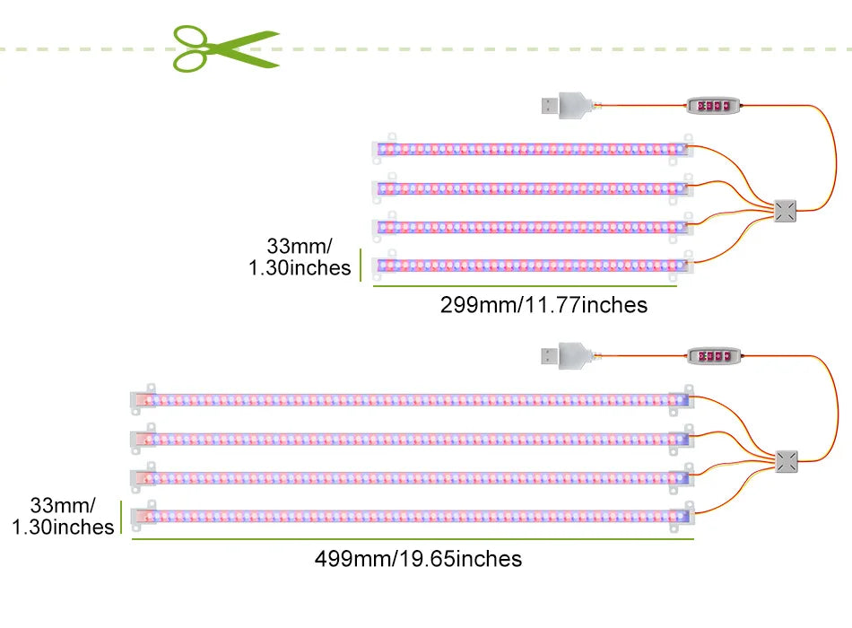 LED Plant Grow Light Bar 5V Full Spectrum Potted Fill Lamp USB Indoor Dimmable Succulent Seeding Flower Cactus Cultivate Lamps