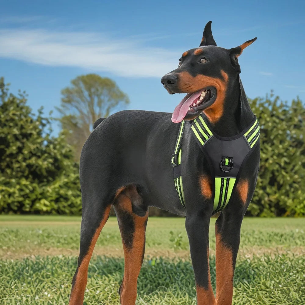 Tactical No-Pull Dog Harness with Handle & Reflective Strips - Padded Vest for Control, Anti-Pull Walking, and Outdoor Safety
