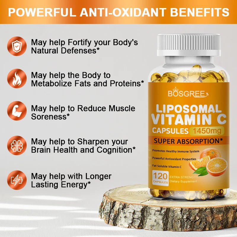 Liposomal Vitamin C Capsules with Zinc Supplements- Immune Support, Collagen Production, Skin Health,Antioxidant,Stomach Comfort