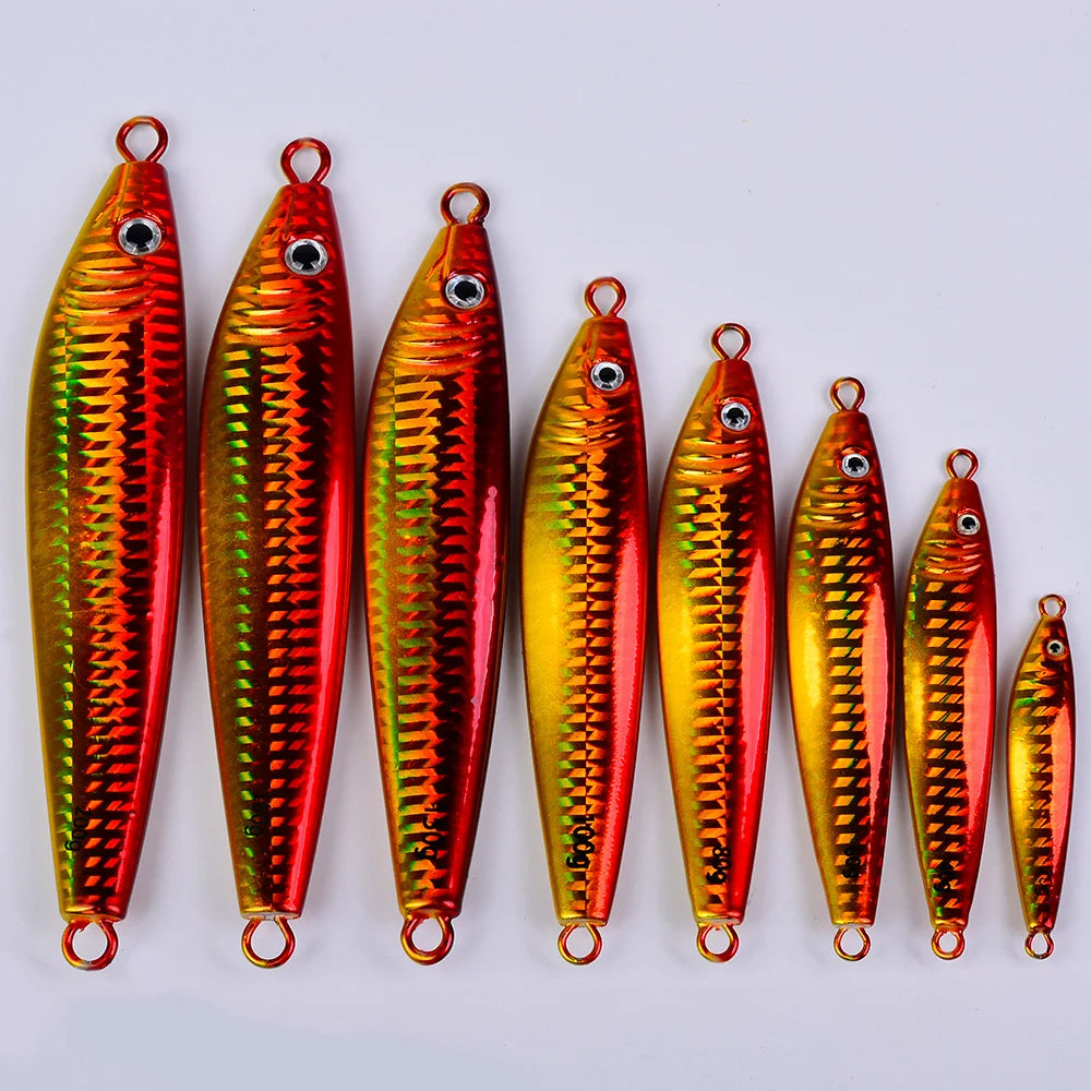 Proberos 20g-200g Metal Jig 3D Print Shore Trolling Spoon Hard Fishing Lure 1PC Artificial Laser Body Shiny Luminous Tackles