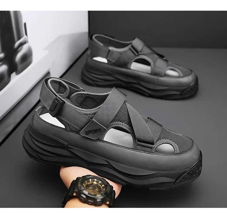 2025 NEW Height Platform Street Male Shoes Non-slip Thick Soled Sports Slides Light Outdoor Hiking Shoes Summer Men's Sandals