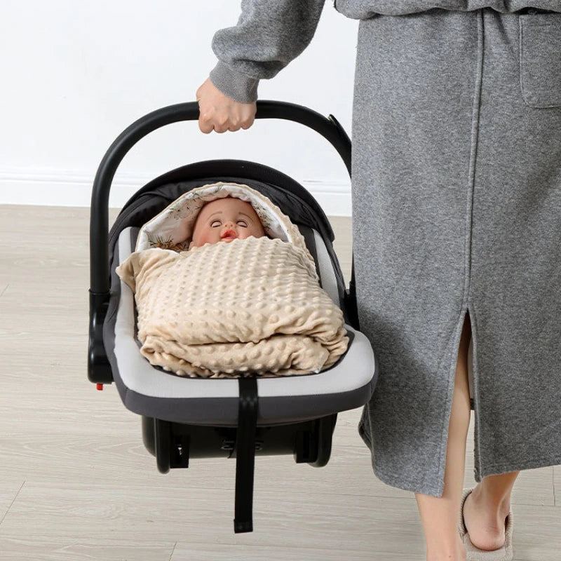 Baby Stroller Blanket Newborn Safety Seat Basket Sleeping Blankets Fleece Quilt Baby Swaddle Wrap Hooded Stroller Cover