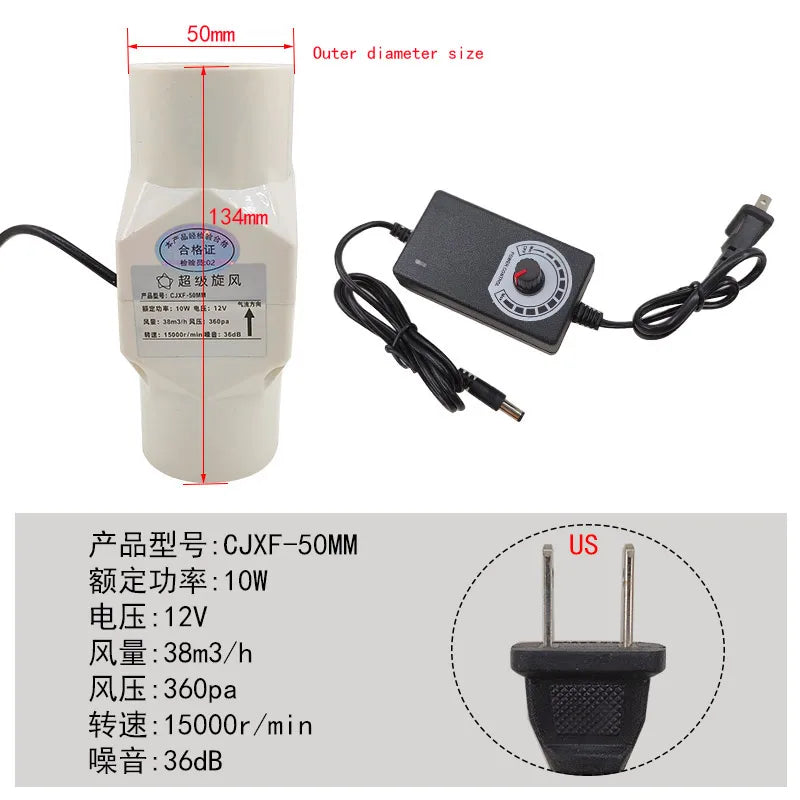 Ventilador De Escape De Velocidad Ajustable Bathroom Duct, Smoke Moxibustion 12V, Cocina, Inodoro 20mm 25mm 32mm 40mm 50mm