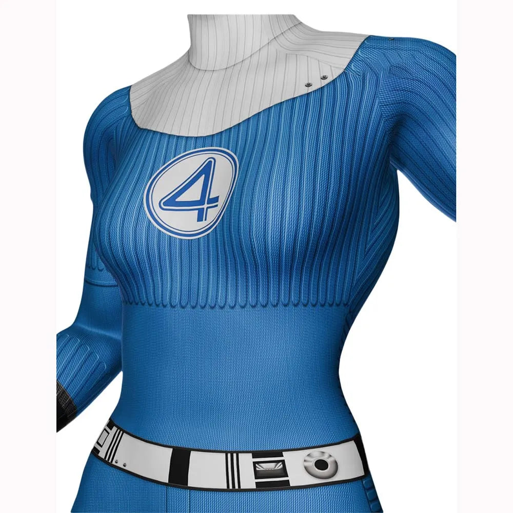 Halloween Adults Female Rivals Invisible Woman Cosplay Costumes Fantastic 4 Four Superhero Zentai Suit Bodysuit Party Jumpsuits