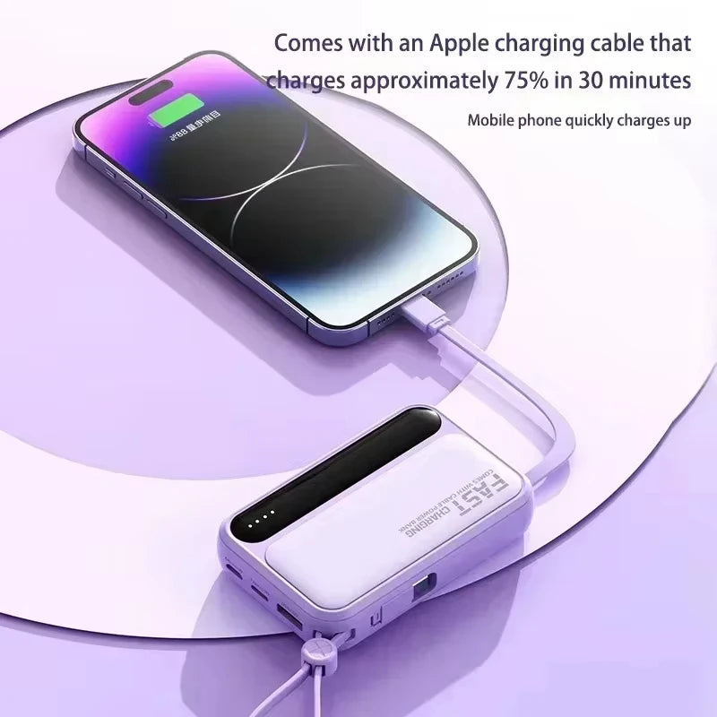 Lenovo 500000mAh Power Bank Built in 4 Lines Large Capacity Super Fast Charging Portable External Battery For iPhone Samsung