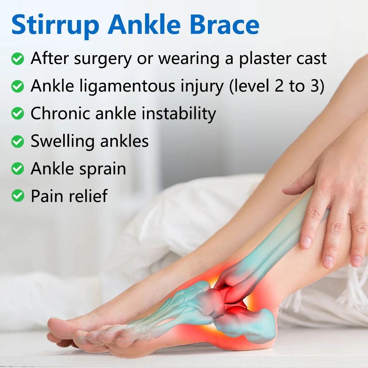 VELPEAU Ankle Brace Support for Ligament Injury and Tendonitis Surgery, Stirrup Ankle Splint Stabilizer with Foam & Gel Pad