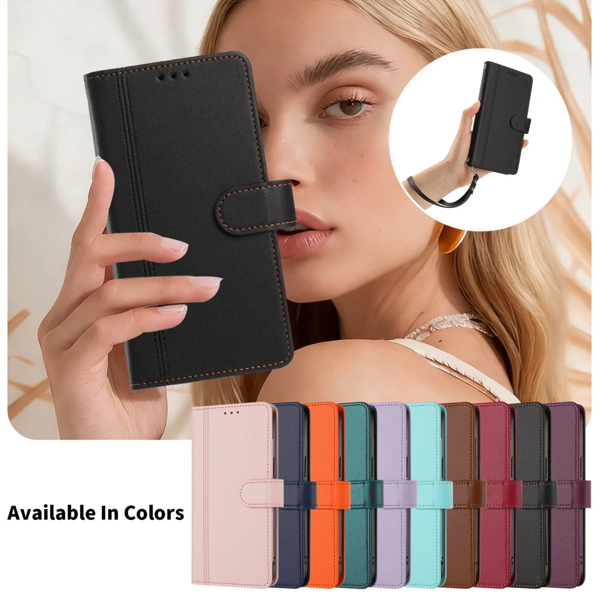 Luxury Premium Leather Wallet Case For iPhone 17 16 15 14 13 12 17 Pro Max Plus Air 17e 16e Wallet Card Slot Magnetic Flip Cover