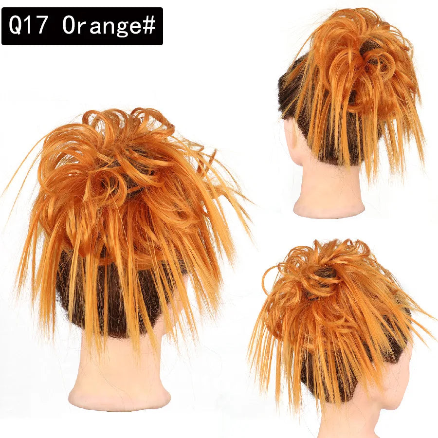 Synthetic Hair Bun Extensions Messy Curly Elastic Hair Scrunchies Hairpieces Synthetic Chignon Donut Updo Hair Pieces for Women