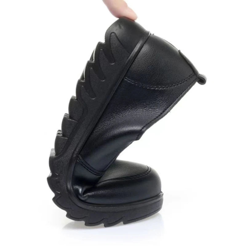 Women Loafers Black Leather Shoes Non-slip Women Vulcanized Shoes Soft Soles Work Shoes Comfortable Sneakers Zapatillas De Mujer