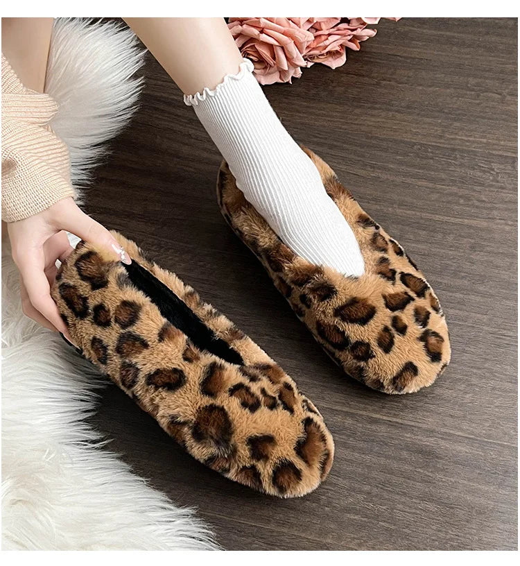 Women's Shoes 2025 New Style Warm Mink Wool Fleece Soft-soled Bean Shoes, Plus-size Women's Shoes43 Mom Shoes Luxury Shoes Women