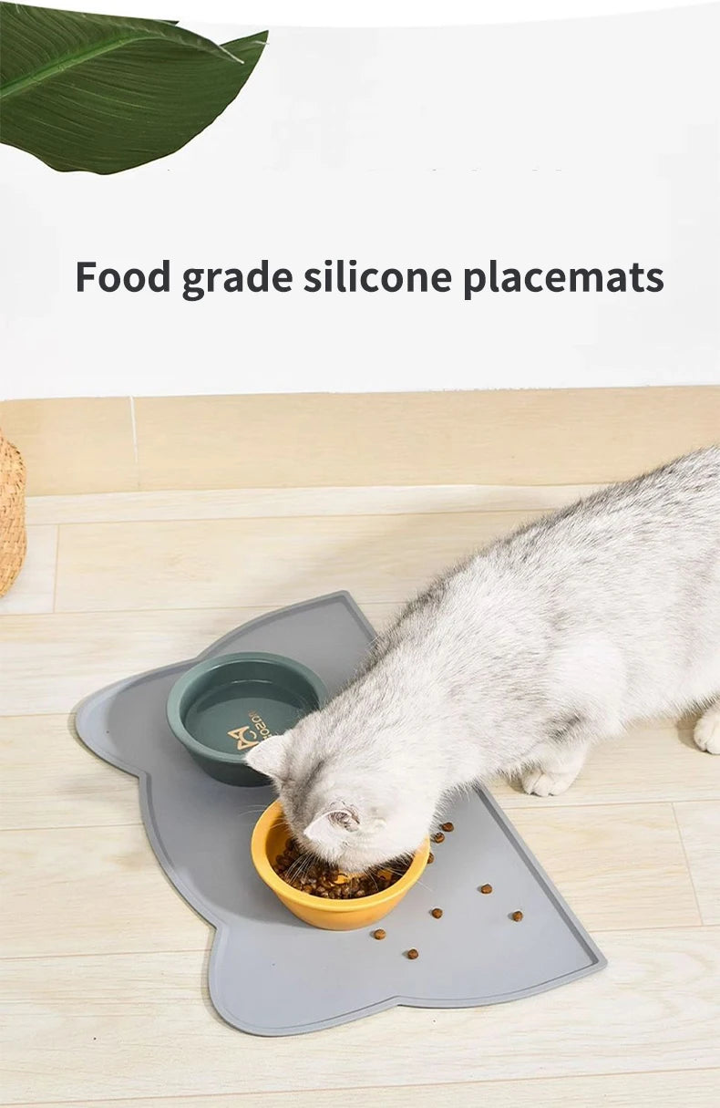 1pc, Pet Placemats, Cat Silicone Placemats for Feeding, Easy to Clean, Anti-Slip, Raised Edges, Suitable for Both Cats and Dogs