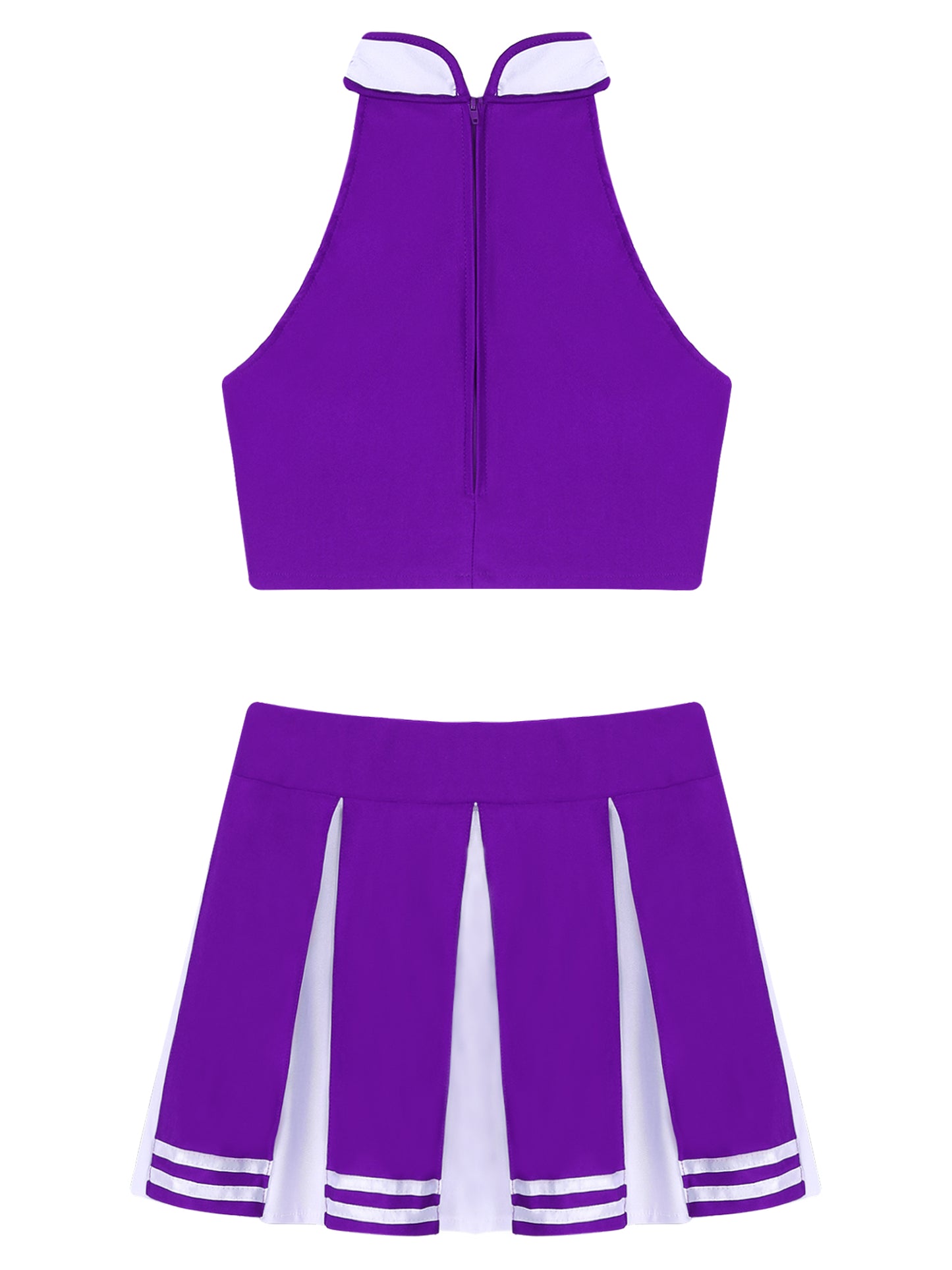 Women Cheerleading Cheerleader Costume Uniform School Girls Carnival Cosplay Outfits Stand Collar Crop Top with Mini Skirt