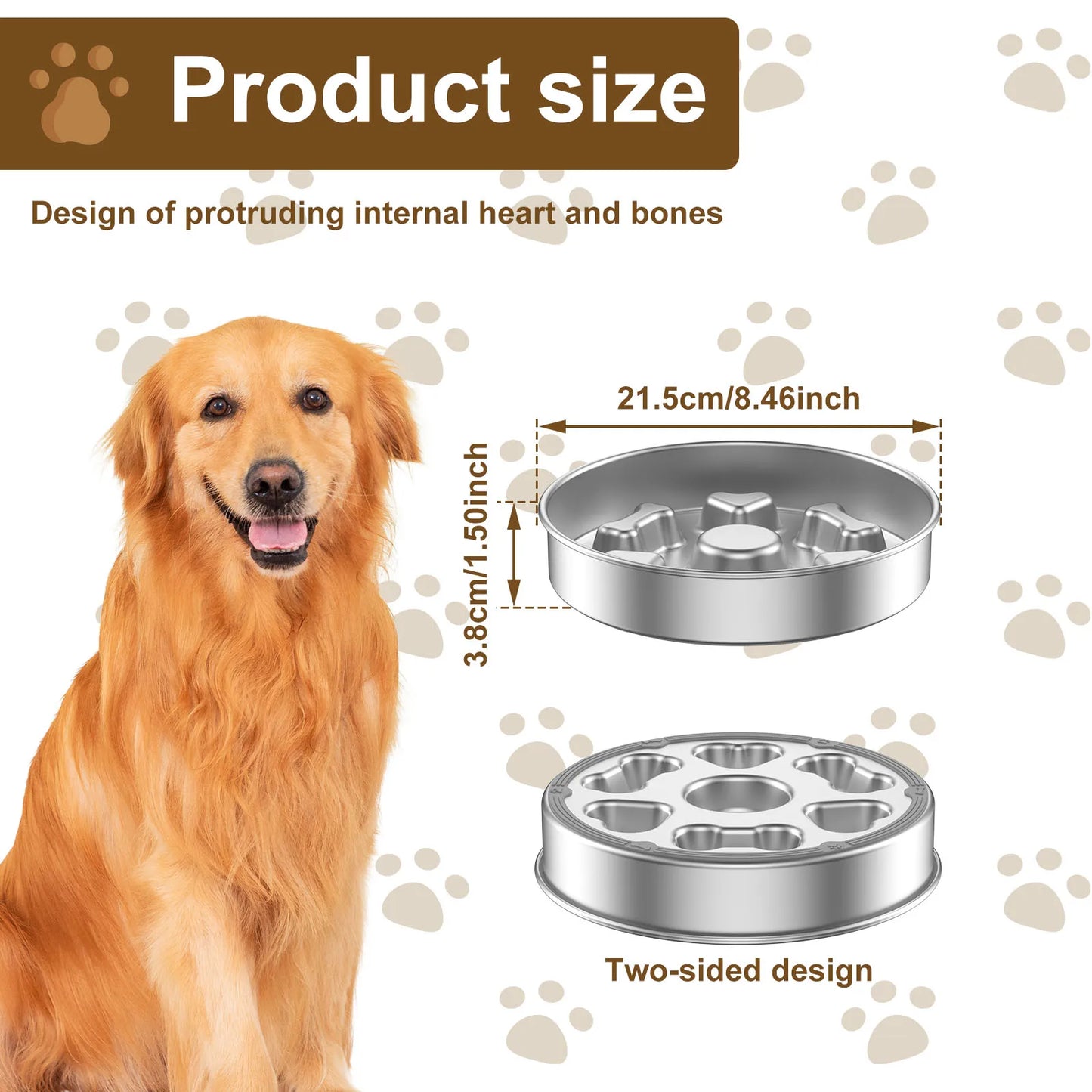 Stainless Steel Slow Feeder Dog Bowls Pet Anti Choking Spine Protection Double Sided Use anti Overturning Cat Bowl