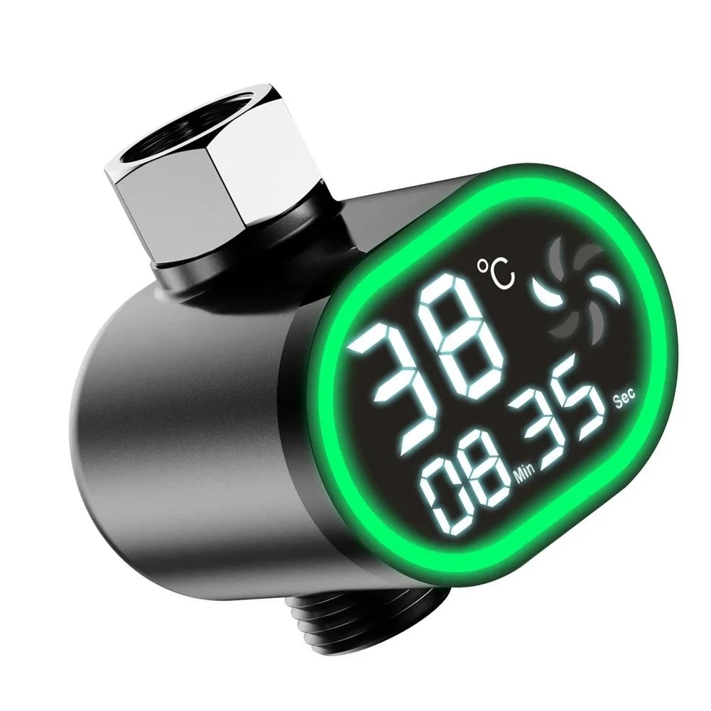 LED Digital Shower Thermometer for Bathtub and Shower Use Self-Powered by Water Pressure No External Power Needed