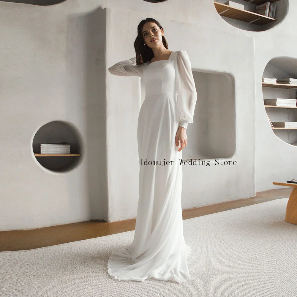 Tulle Beach Long Sleeves Wedding Dresses Customized 2025 Simple Long Sleeves White Ivory Bridal Gown Vestido De Noiva
