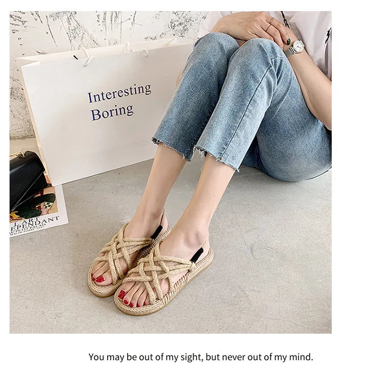 Woman Sandals Shoes Braided Rope with Traditional Casual Style and Simple Creativity Fashion Sandals Women Summer Shoes Zapatos
