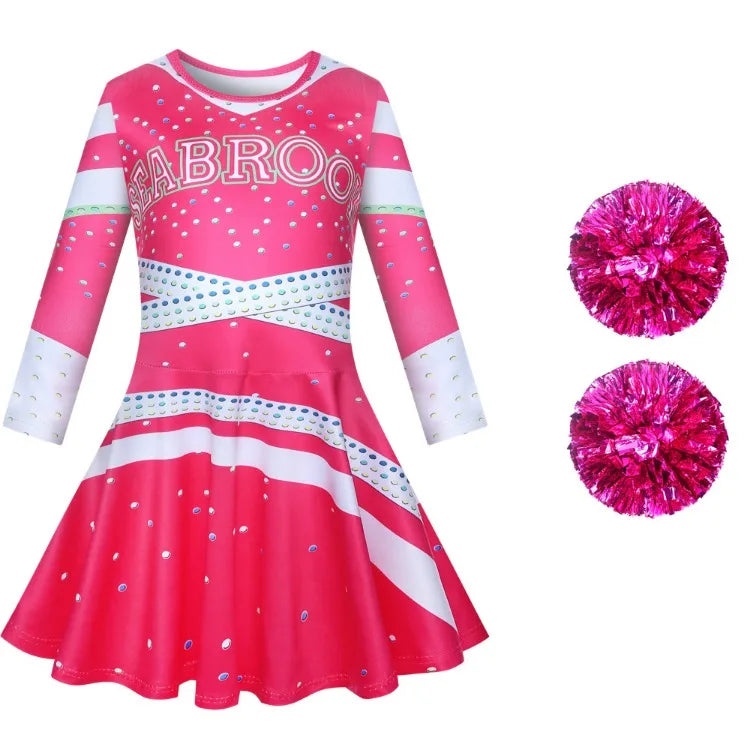Girls Carnival Halloween Cheerleader Costume Cosplay Kids Zombie Addison Outfit Children Fancy Party Dress Cheer Uniform Clothes