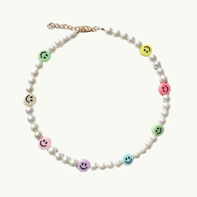 Fashion Rainbow Beads Choker Bohemian Handmade Imitation Pearls Necklace Women Charming Accessories 2022 New Trendy Jewelry