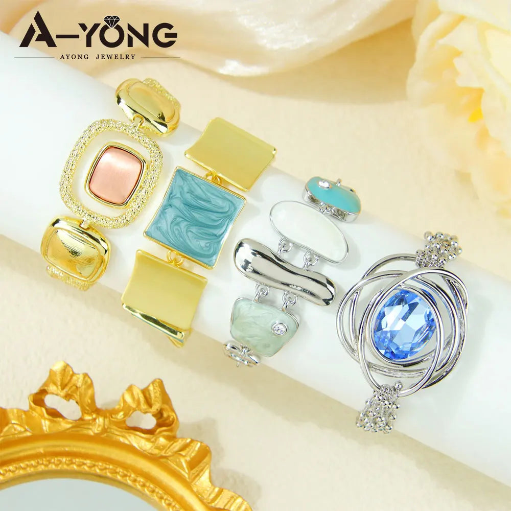 Italian Fashion Colored Crystal Bracelet Europe Bohemian Handmade Chains Brazilian Women Prom Party Statement Jewelry