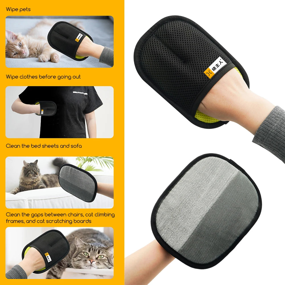 Pet Hair Remover Glove For Cats Reusable Pet Hair Remover Mitt Portable Dog Cat Hair Remover Static Removal Gloves For Pet Hair
