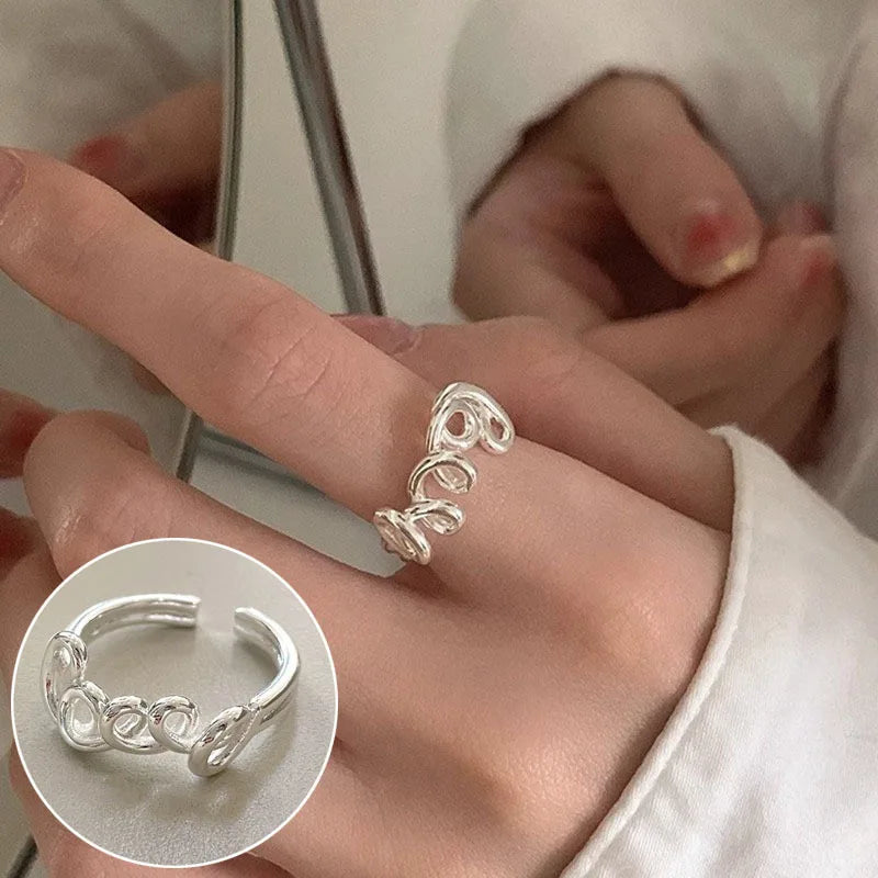 VENTFILLE 925 Sterling Silver Geometric Line Cross Wrap Open Ring For Women Gift Irregular Punk Adjustable Jewelry Dropshipping