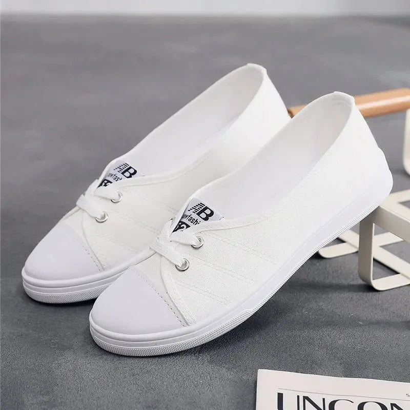 Lady Fashion Light Weight White Anti Skid Comfort Lace Up Student School Shoes Zapatos Women Cute Sweet Black Stylish Shoes B87