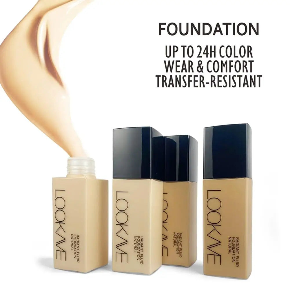 LOOKAVE Liquid Foundation Long Lasting Full Coverage Matte Cream CC Foundation Makeup Concealer Natural Liquid Base Moistur U1W8