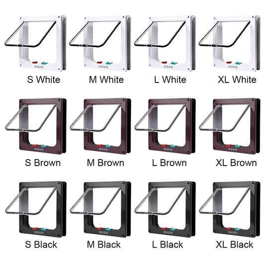 Cat Dogs Flap Doors Puppy Kitten Safety In&out Pet Door with 4 Way Security Lock Dog Cat Kitten Flap Door Weatherproof Cat Flap