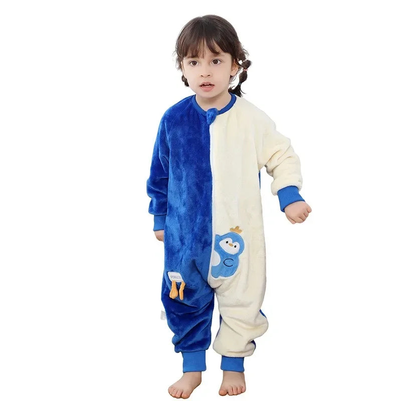 Kawaii Girls Pajamas Winter Purple Rabbit Onesie Hooded Plush Kigurumi Jumpsuit Blanket Sleeper Warm Overall Kids Nightwear Pjs