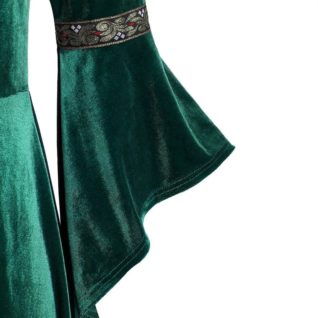 Halloween Women Dress Costumes For Women Long Sleeve Medieval Cosplay Vintage Vampire Witch Victorian Gothi Bandage Dress