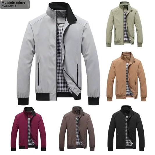 New 2025 Men's Casual Pilot Jacket Zipper Coat Stylish Spring Autumn Korean Version Men's Clothing Fashionable Outerwear