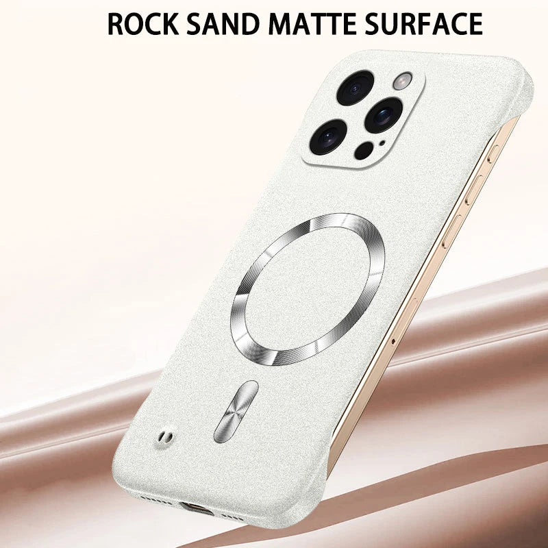 Magnet Frameless Sand Rock Matte Case For Magsafe iPhone 17 Air 16 16E 15 14 13 12 11 Pro X XR XS Max Plus Mini Ultra Thin Cover