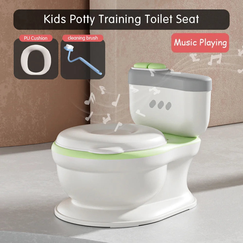 Baby Potty Toilet Seat Realistic Potty Training Seat for Toddlers Boys Girls Soft PU Pad Wipe Storage Music Playing Function