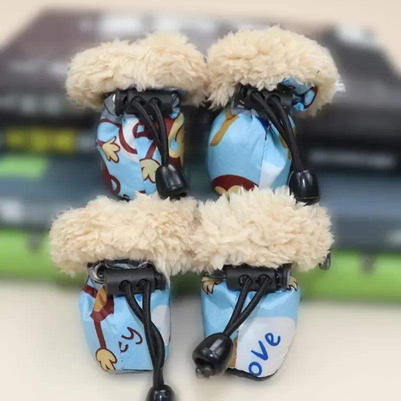 4PCS Dog Shoes Winter Super Warm Cotton Shoes Anti Slip Dog Boots Dogs Paw Protectors Puppy Shoes Pet Product Dog Accessories #