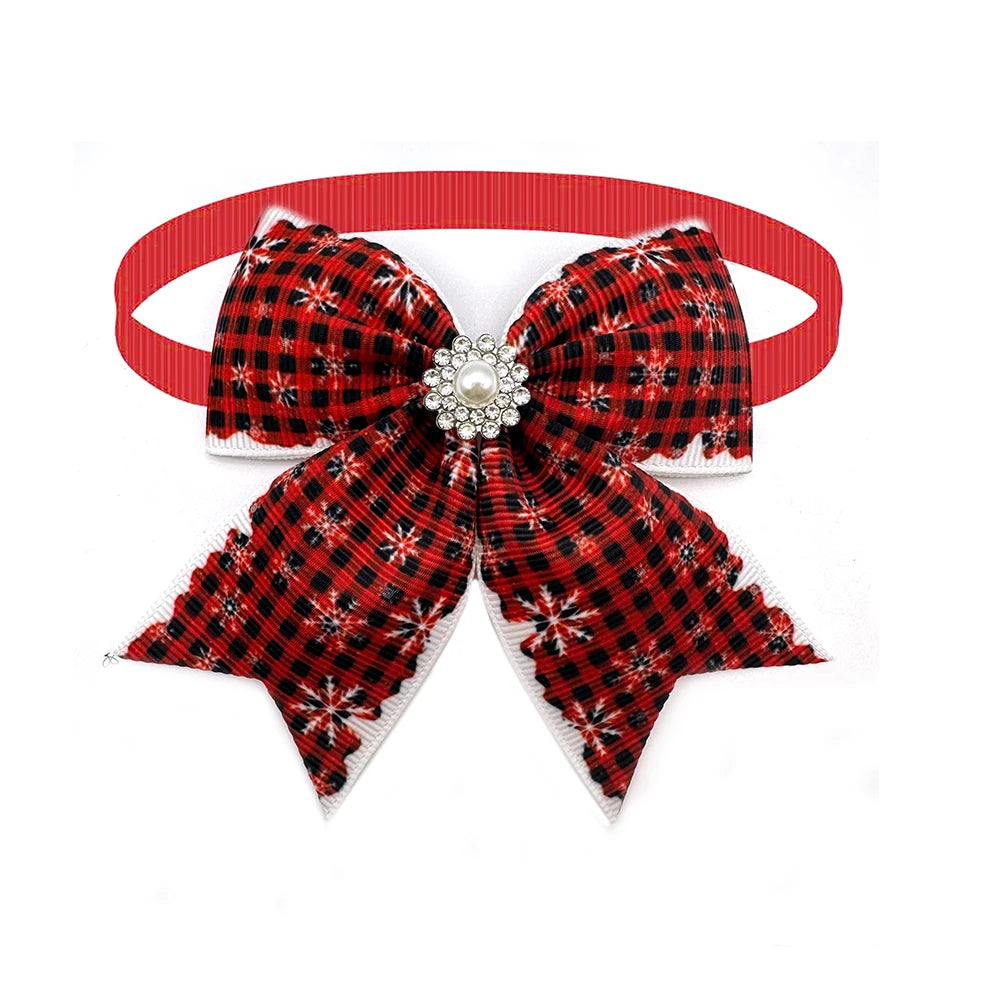 50pcs Christmas Pet Dog Bow Ties Puppy Collar Pearl Style Dog Bow Tie Puppy Collar for Small Dog Cat Grooming Products