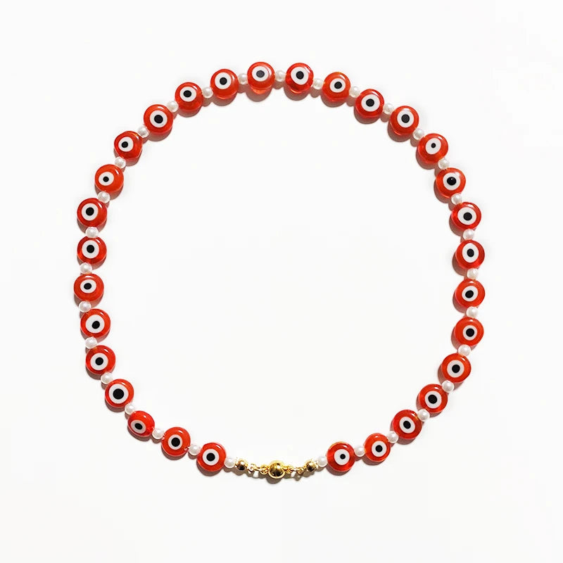 Fashion Rainbow Beads Choker Bohemian Handmade Imitation Pearls Necklace Women Charming Accessories 2022 New Trendy Jewelry