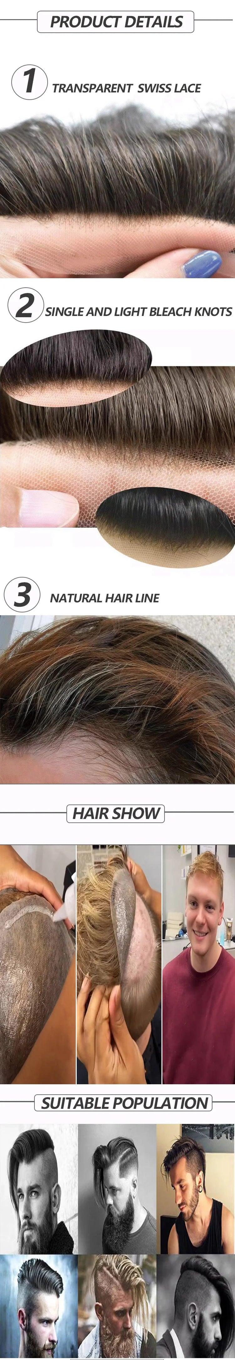 Toupee for Men Human Hair Wigs Men Toupee Mono Base with Lace Front Hair Units Curly Wave Men Toupee Hair Real Human System
