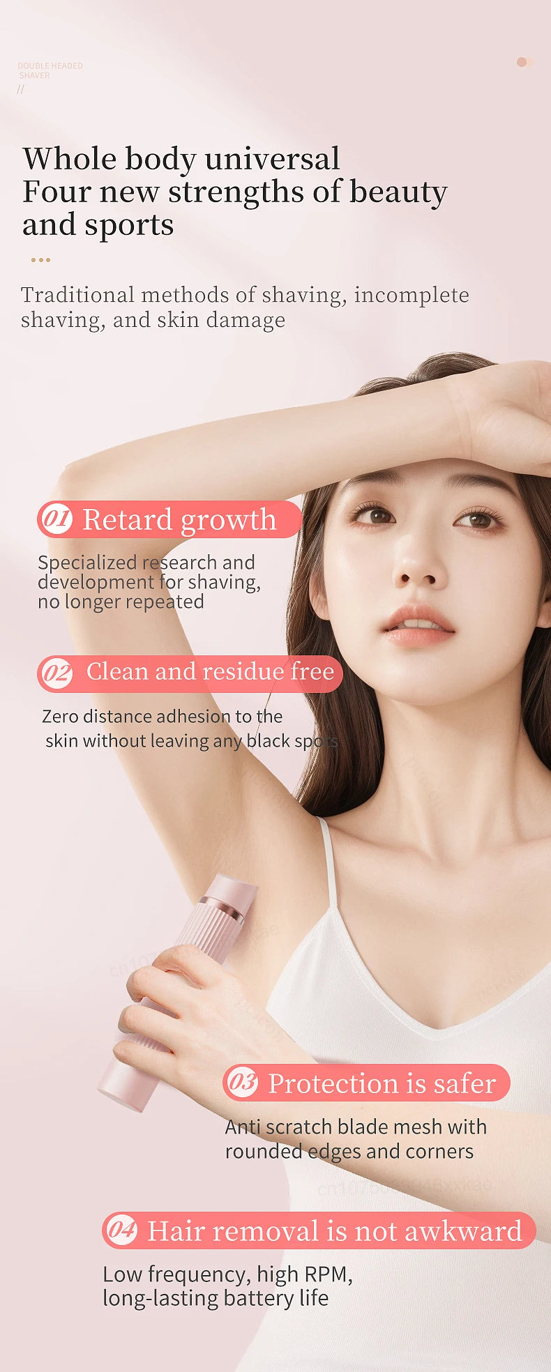 Electric Razor for Woman Bikini Trimmer Body Epilator Women Electric Shaver for Private Area Underarm Legs Facial Hair Removal