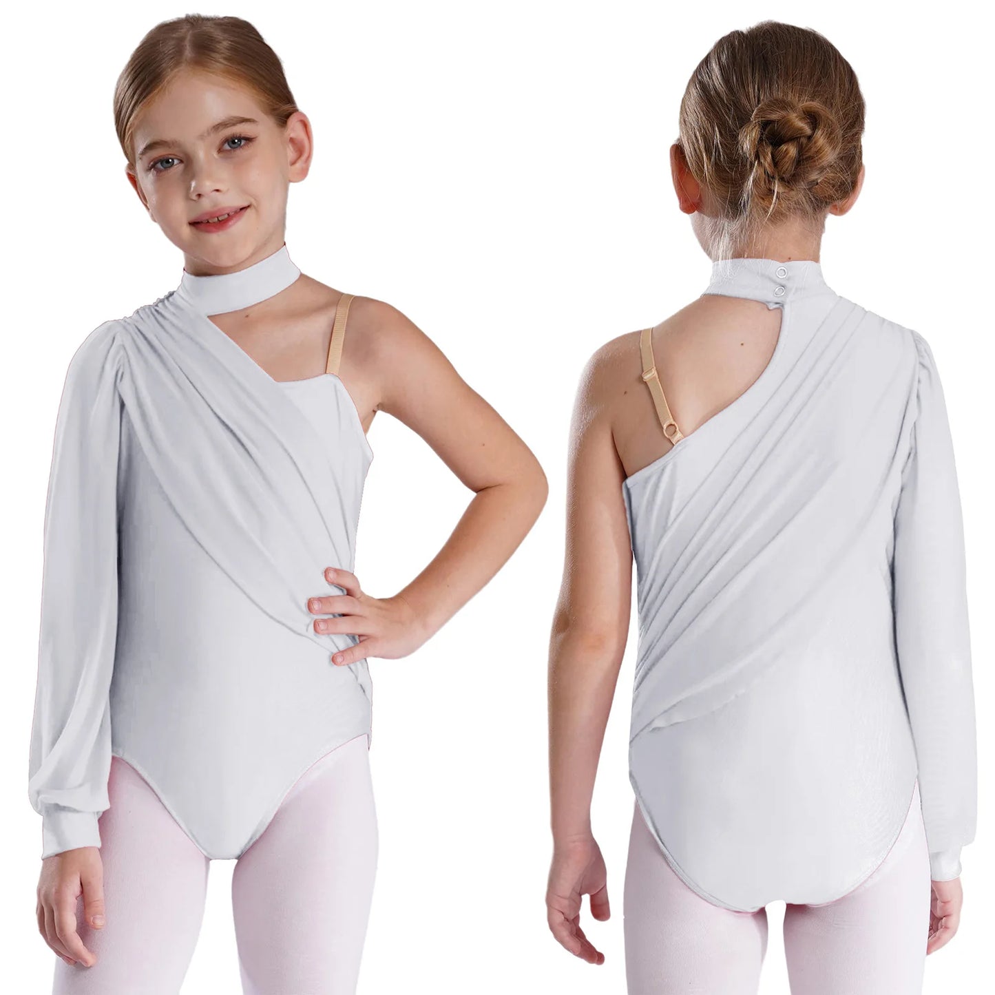 Girls Leotards Jumpsuit for Jazz Latin Skating Competition Costume Tassels Long Sleeve Rhinestones Bodysuit Modern Dancewear
