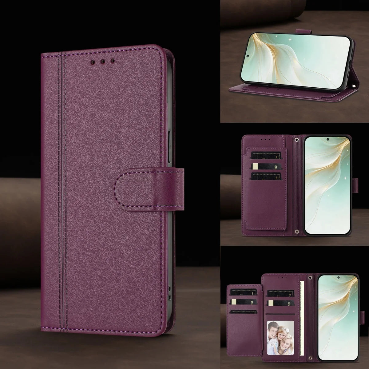 Luxury Premium Leather Wallet Case For iPhone 17 16 15 14 13 12 17 Pro Max Plus Air 17e 16e Wallet Card Slot Magnetic Flip Cover