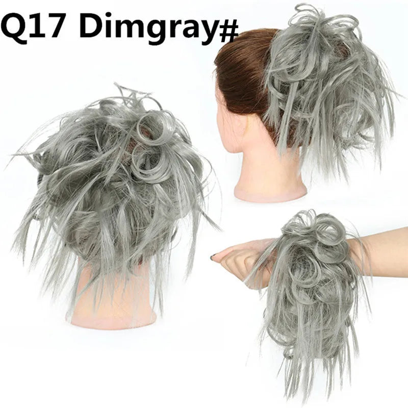 Synthetic Hair Bun Extensions Messy Curly Elastic Hair Scrunchies Hairpieces Synthetic Chignon Donut Updo Hair Pieces for Women